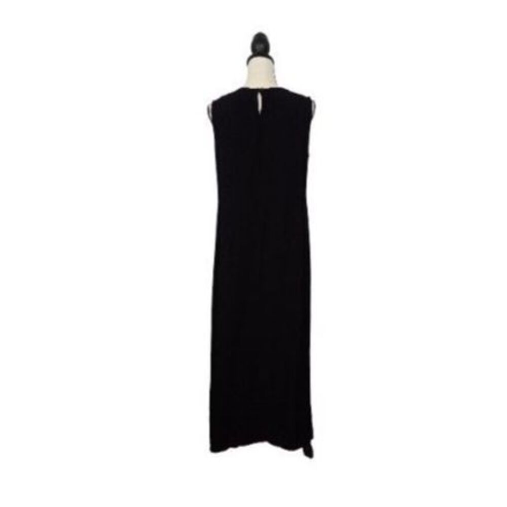 VTG Eileen Fisher Black Rayon Ribbed Maxi Dress Sleeveless Made in USA Sz L - Picture 3 of 9